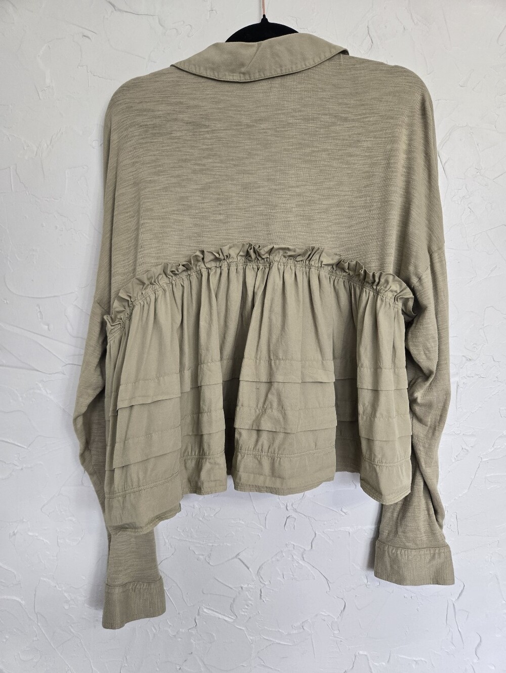 Anthro Pilcro Babydoll Flowy Cotton Sage Green Top, M - Picture 7 of 11
